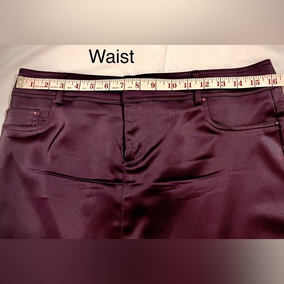 Cache Silk Like Skirt, Burgundy, with Pockets & Crystals, Elegant, Preowned - Picture 5 of 8